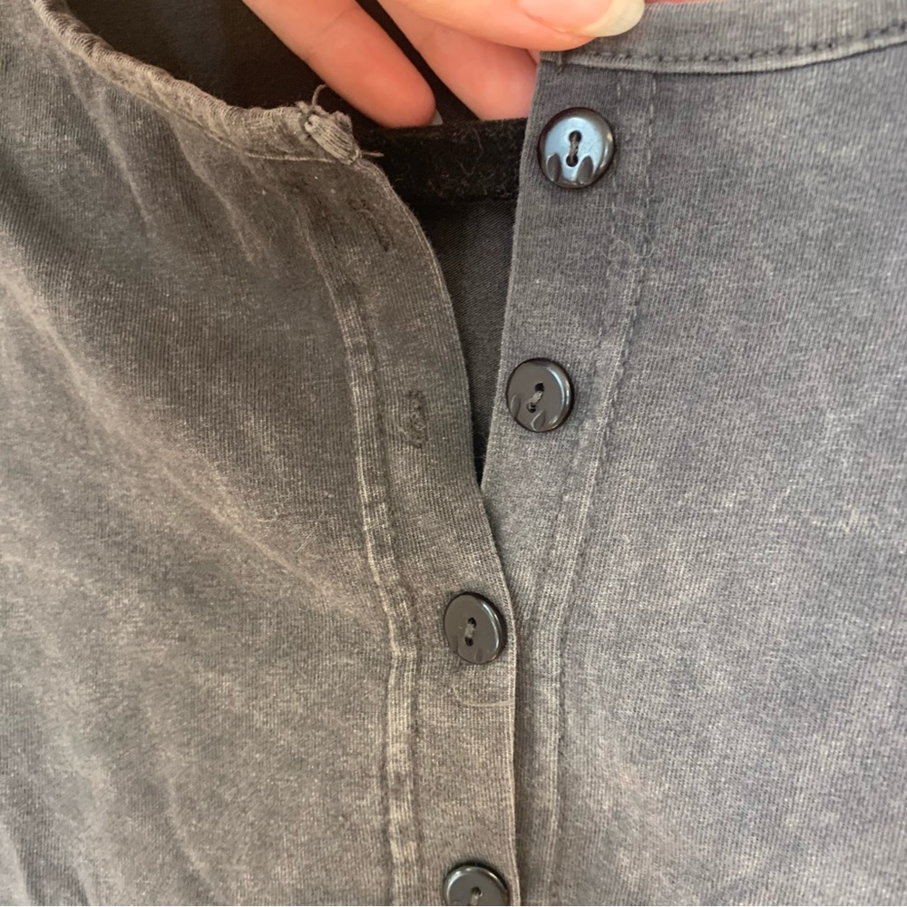 Missguided Mineral Wash Dark Gray Button Up Cropped Long Sleeve - Picture 12 of 16